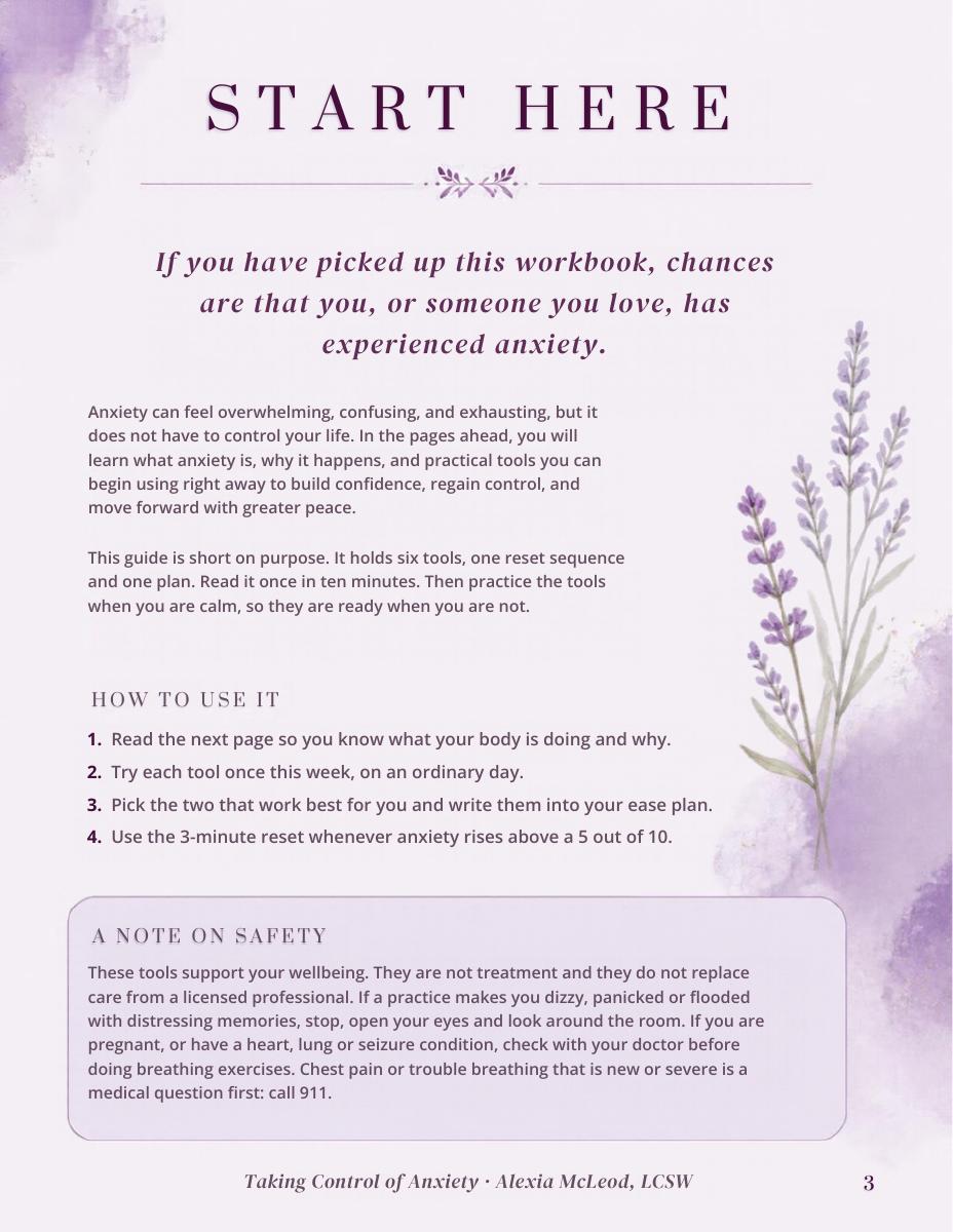 Taking Control of Anxiety — sample page 3